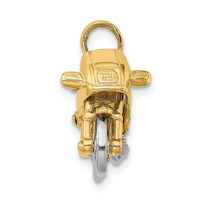 14k Two-tone 3-D Moveable Motorcycle Charm-K9162