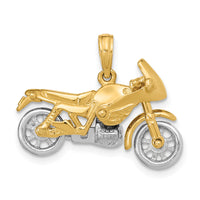 14k Two-tone 3-D Moveable Motorcycle Charm-K9162