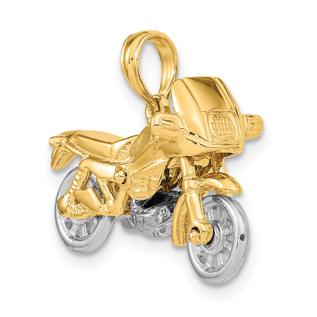 14k Two-tone 3-D Moveable Motorcycle Charm-K9162