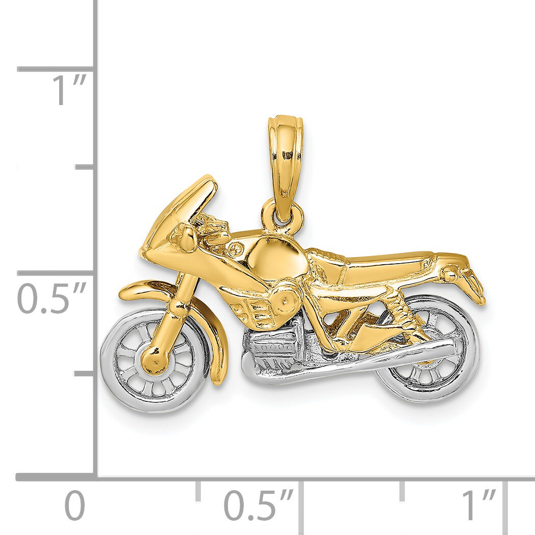 14k Two-tone 3-D Moveable Motorcycle Charm-K9162