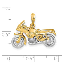 14k Two-tone 3-D Moveable Motorcycle Charm-K9162
