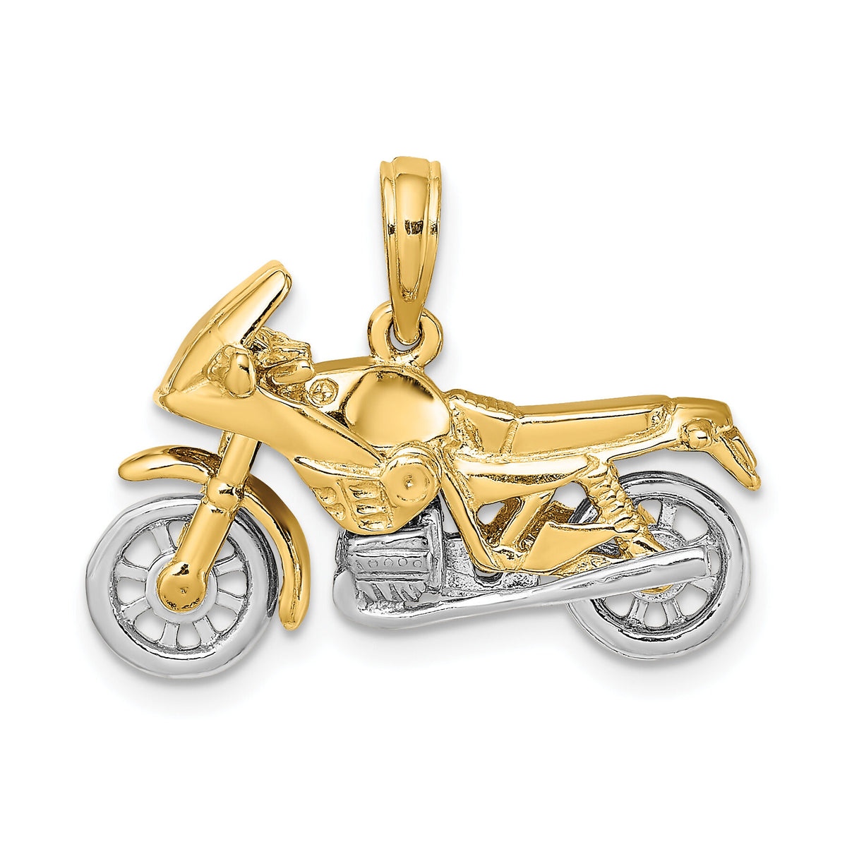 14k Two-tone 3-D Moveable Motorcycle Charm-K9162