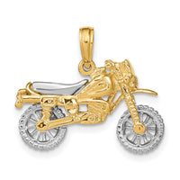 14k Two-tone 3-D Moveable Dirt Bike Motorcycle Charm-K9163