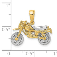 14k Two-tone 3-D Moveable Dirt Bike Motorcycle Charm-K9163