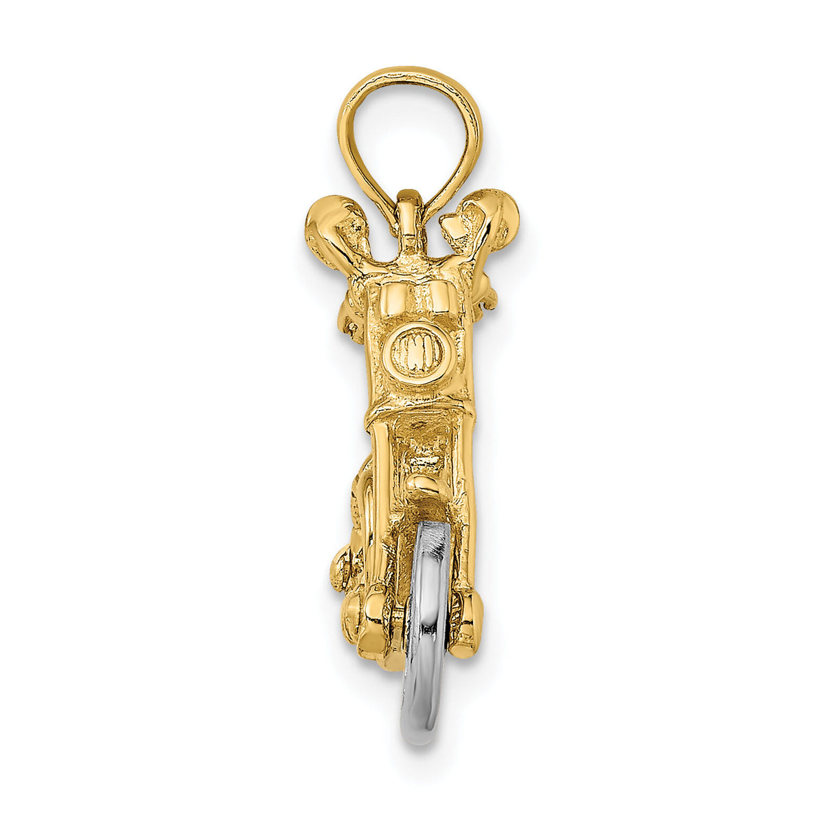 14k Two-tone 3-D Moveable Motorcycle Charm-K9164