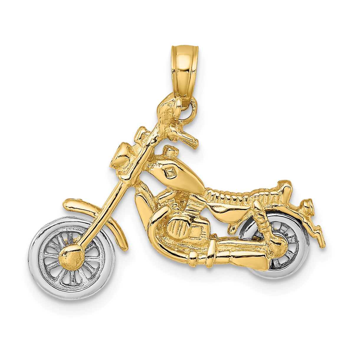 14k Two-tone 3-D Moveable Motorcycle Charm-K9164