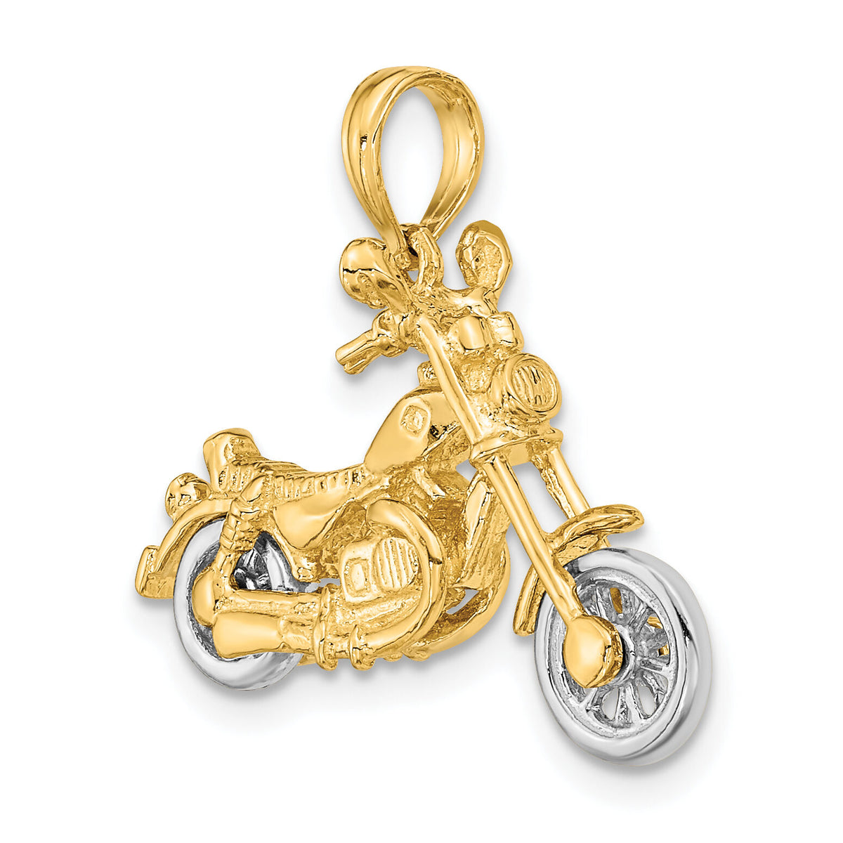 14k Two-tone 3-D Moveable Motorcycle Charm-K9164