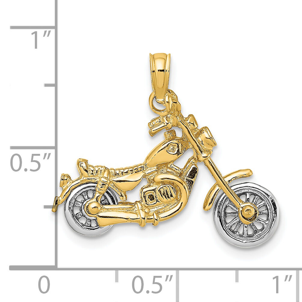 14k Two-tone 3-D Moveable Motorcycle Charm-K9164