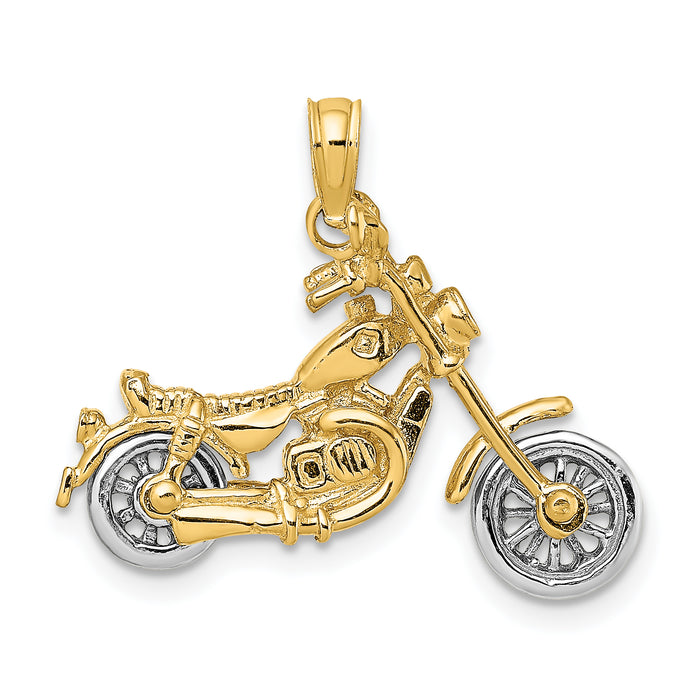 14k Two-tone 3-D Moveable Motorcycle Charm-K9164