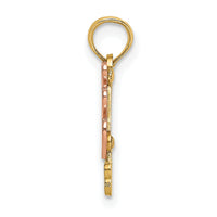14K Two-tone Polished #1 GODMOTHER and Hearts Pendant-K9165