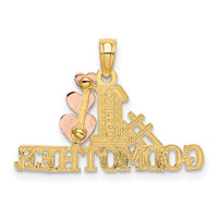 14K Two-tone Polished #1 GODMOTHER and Hearts Pendant-K9165