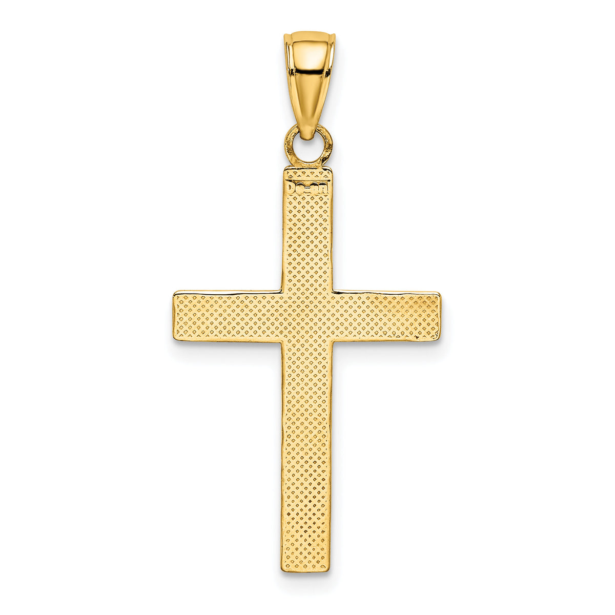 14K W/ Rhodium Polished Tubular Cross Charm-K9167