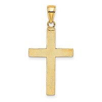 14K W/ Rhodium Polished Tubular Cross Charm-K9167