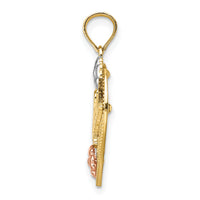 14k Two-tone w/ White Rhodium SPECIAL  On Heart w/ Flower Charm-K9168