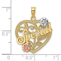 14k Two-tone w/ White Rhodium SPECIAL  On Heart w/ Flower Charm-K9168