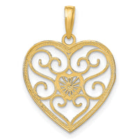 14k w/Rhodium Filigree Beaded Heart Charm-K9169