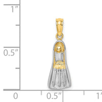 14k Rhodium 3-D Scuba Flipper Charm-K9170