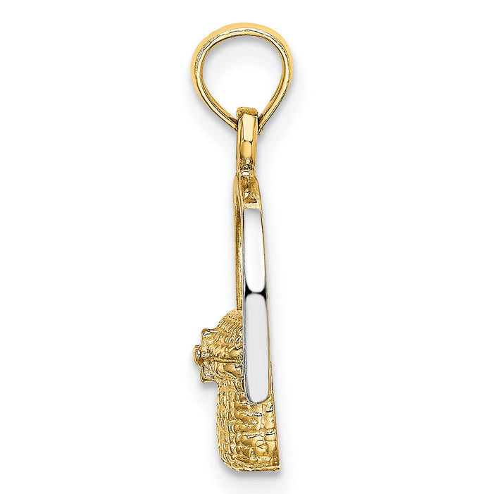 14K W/ Rhodium 2-D Nantucket Basket Charm-K9171
