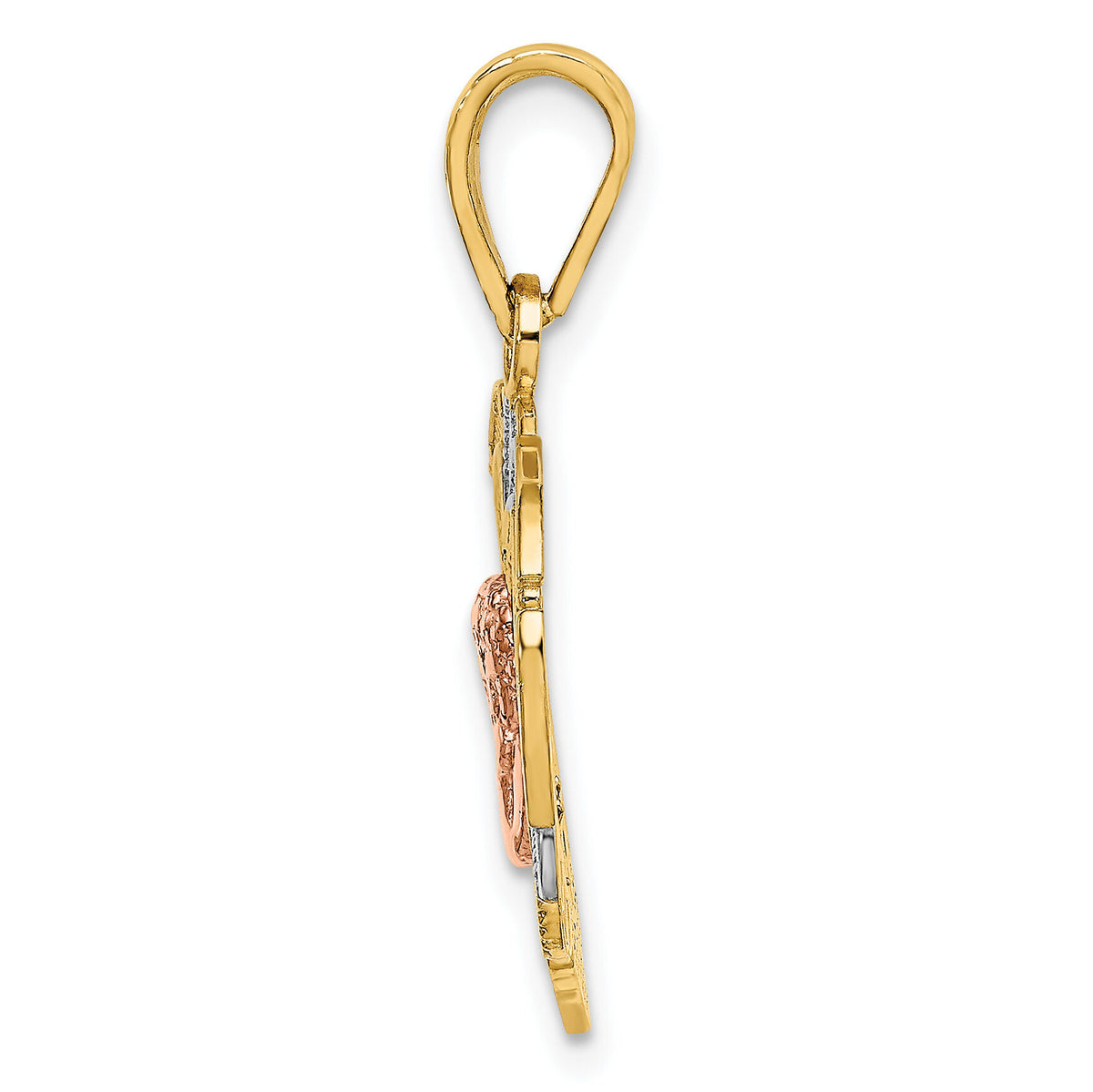 14K Two-tone w/White Rhodium Angel In Heart Charm-K9172