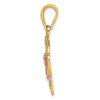 14K Two-tone w/White Rhodium Angel In Heart Charm-K9172