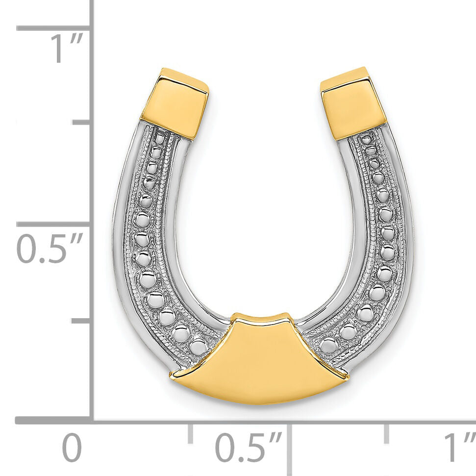 14k w/ Rhodium Horseshoe Chain Slide Charm-K9175