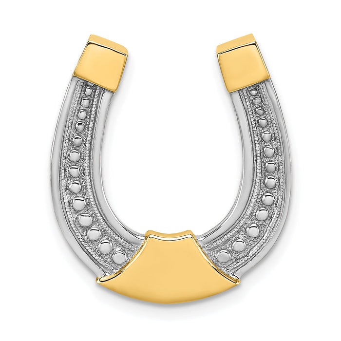 14k w/ Rhodium Horseshoe Chain Slide Charm-K9175