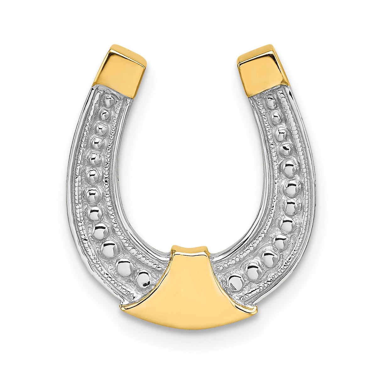 14k w/ Rhodium Horseshoe Chain Slide Charm-K9176
