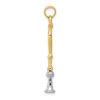 14k Two-Tone 3-D Stethoscope Pendant-K918