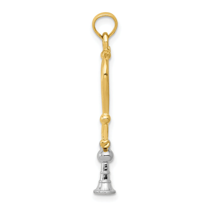 14k Two-Tone 3-D Stethoscope Pendant-K918