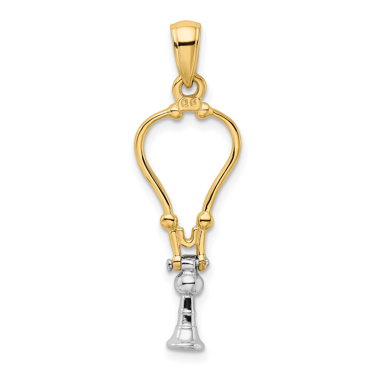 14k Two-Tone 3-D Stethoscope Pendant-K918