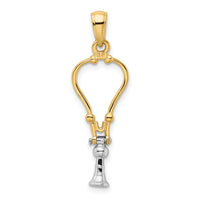 14k Two-Tone 3-D Stethoscope Pendant-K918