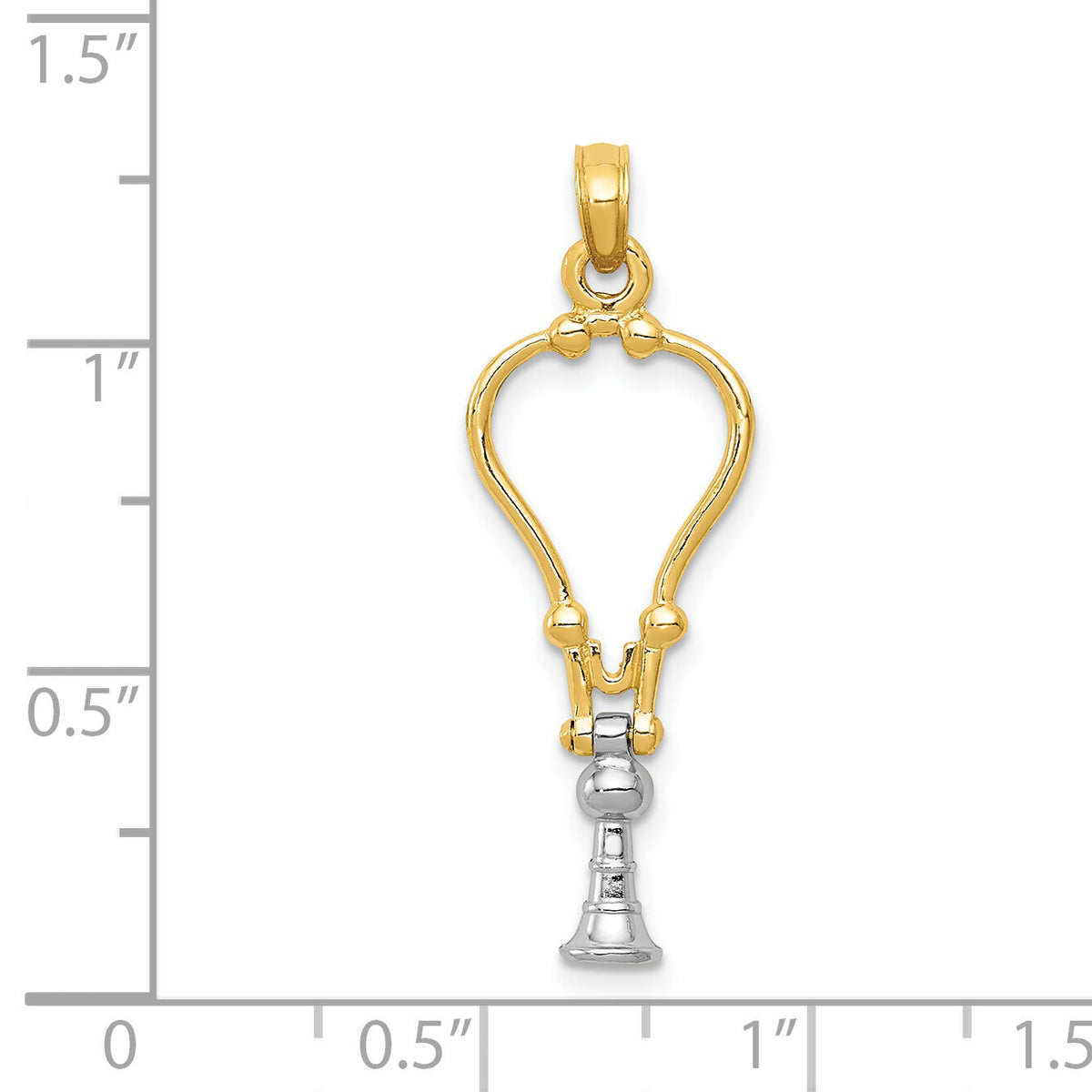 14k Two-Tone 3-D Stethoscope Pendant-K918