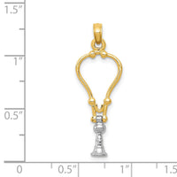 14k Two-Tone 3-D Stethoscope Pendant-K918