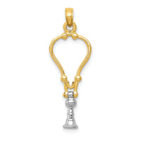 14k Two-Tone 3-D Stethoscope Pendant-K918