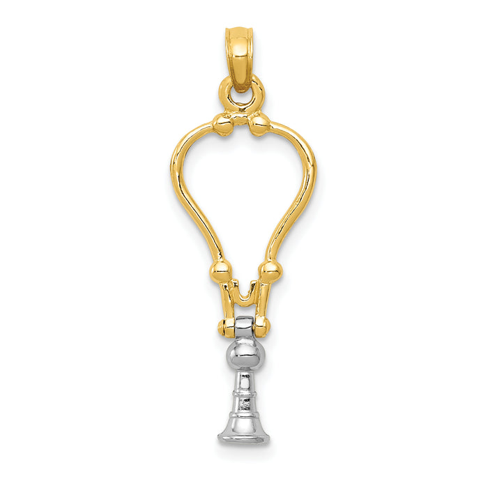14k Two-Tone 3-D Stethoscope Pendant-K918