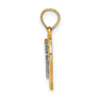 14K W/ Rhodium Cross In Heart Charm-K9181
