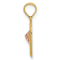 14k Two-Tone Heart w/ Flower Inside Charm-K9184