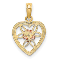 14k Two-Tone Heart w/ Flower Inside Charm-K9184