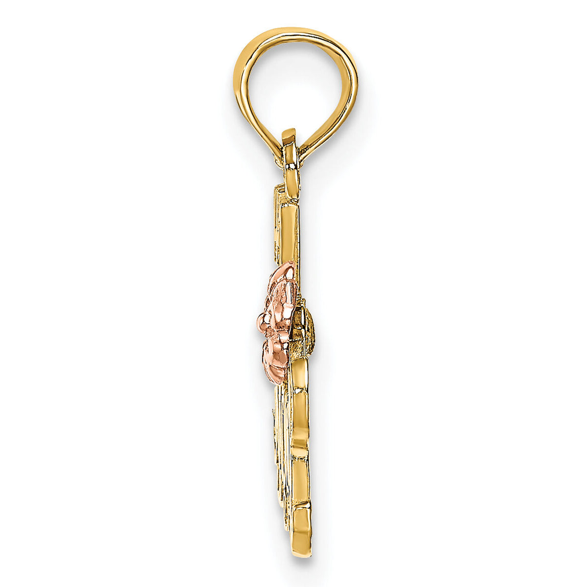 14k Two-Tone #1 MOM Script w/ Flower Charm-K9185