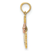 14k Two-Tone #1 MOM Script w/ Flower Charm-K9185