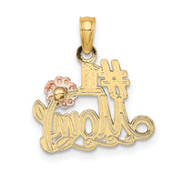 14k Two-Tone #1 MOM Script w/ Flower Charm-K9185