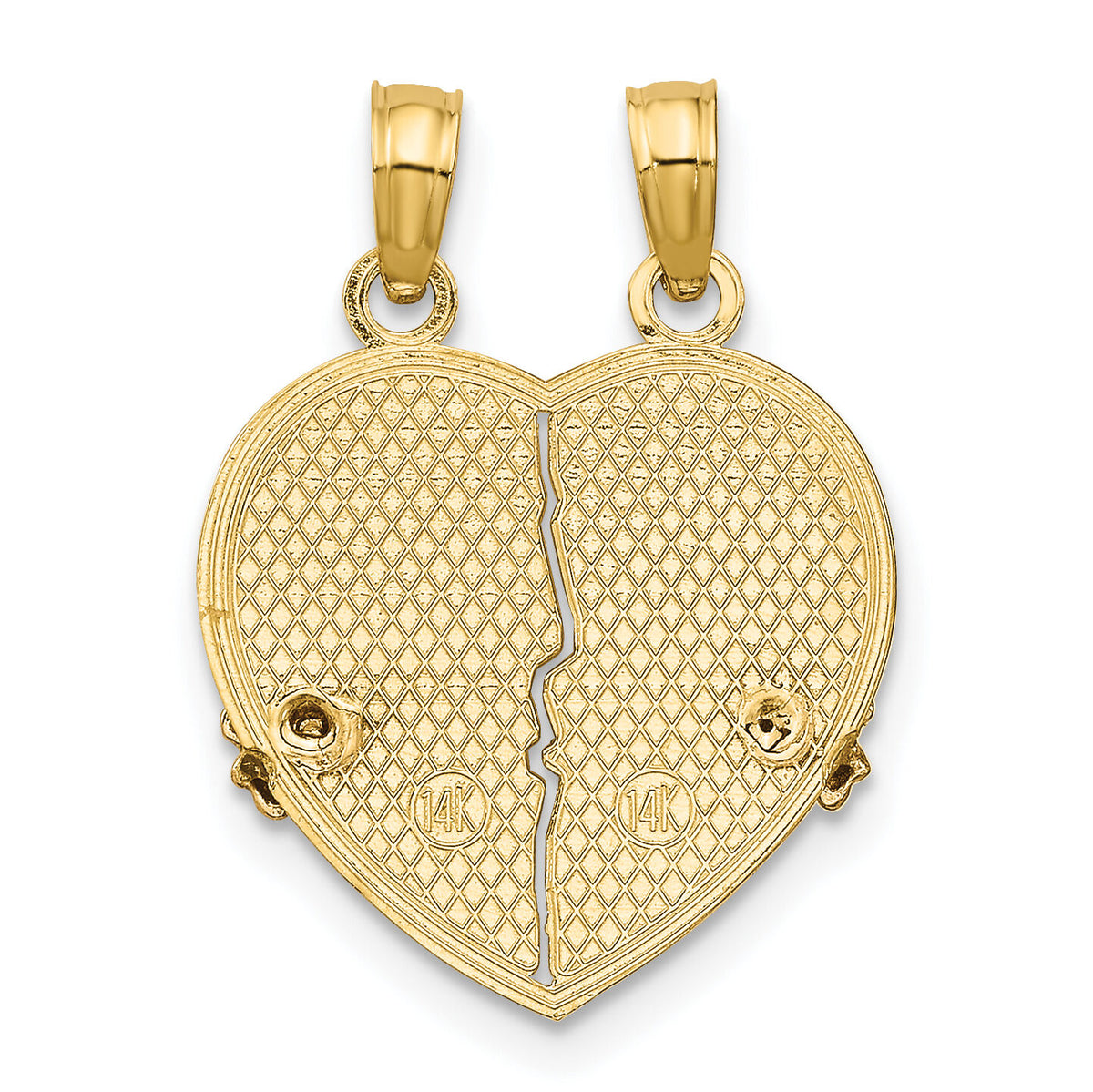 14k Two-Tone BIG SIS-LIL SIS Break-apart Heart Charm-K9187