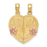 14k Two-Tone BIG SIS-LIL SIS Break-apart Heart Charm-K9187
