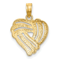 14k w/ White Rhodium Textured Heart Charm-K9188