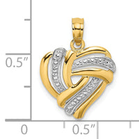 14k w/ White Rhodium Textured Heart Charm-K9188