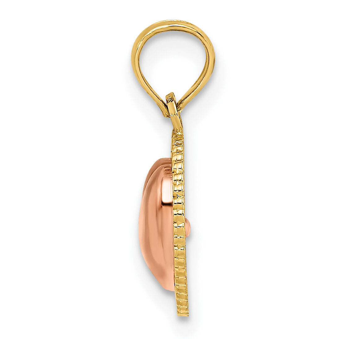 14k Yellow and Rose Gold Polished Heart Beaded Charm-K9189