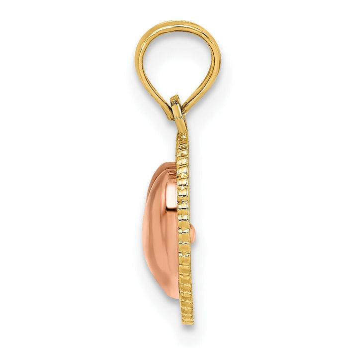 14k Yellow and Rose Gold Polished Heart Beaded Charm-K9189