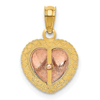 14k Yellow and Rose Gold Polished Heart Beaded Charm-K9189