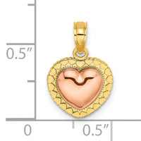 14k Yellow and Rose Gold Polished Heart Beaded Charm-K9189