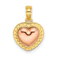 14k Yellow and Rose Gold Polished Heart Beaded Charm-K9189